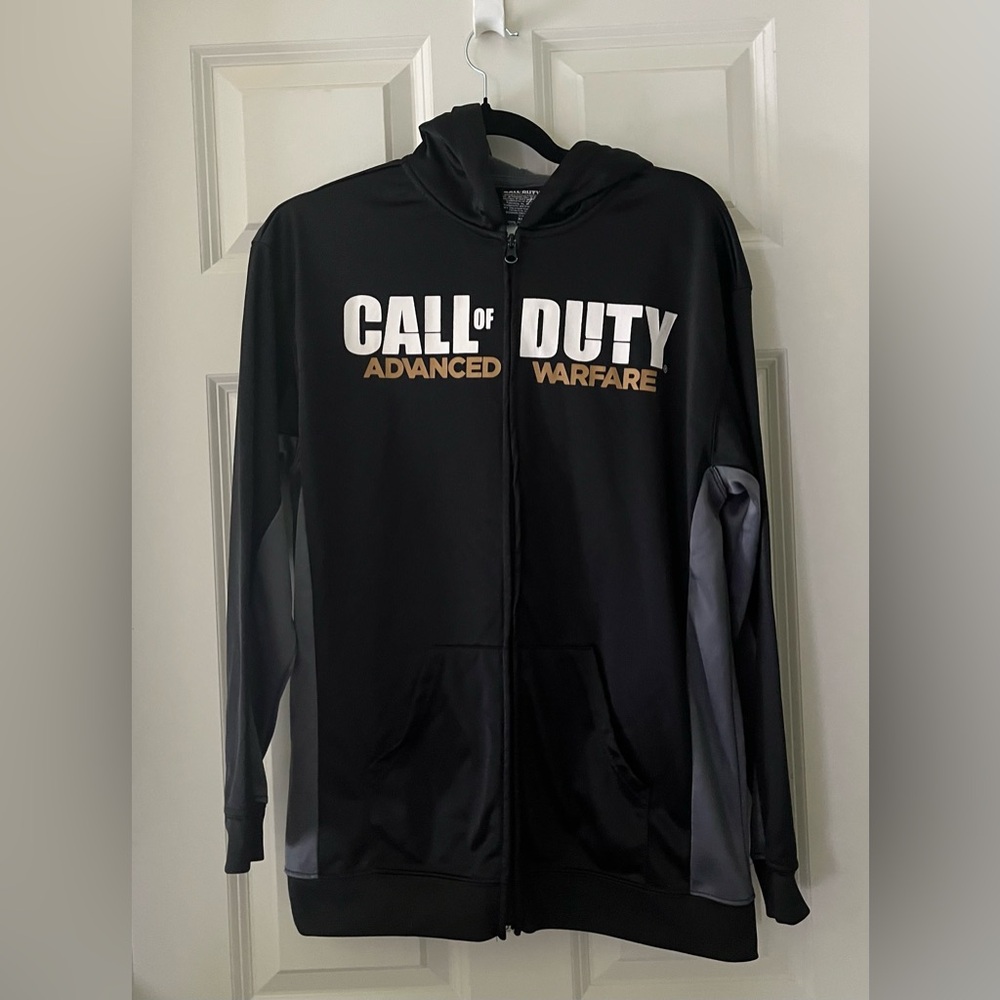 Boys Call Of Duty Advanced Warfare FullZip Hoodie Sweatshirt Black Gray XL